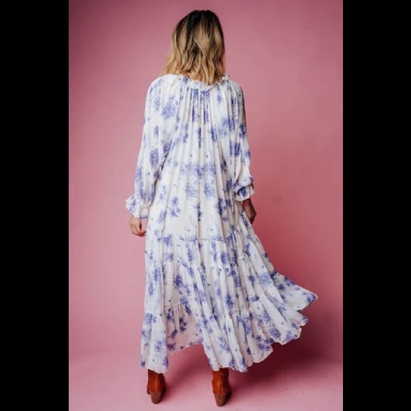 FREE PEOPLE Vintage Ivory Long Sleeve Midi Dress - Picture 3 of 8